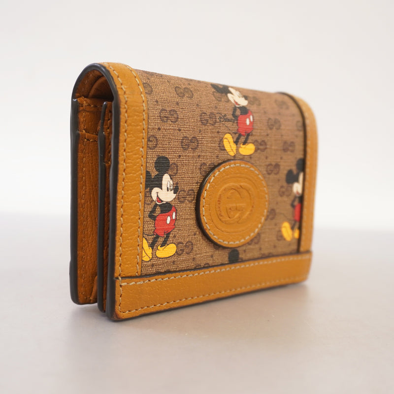 Auth Gucci Disney Collaboration 602534 Womens GG Supreme Wallet (bi-fold) Beige