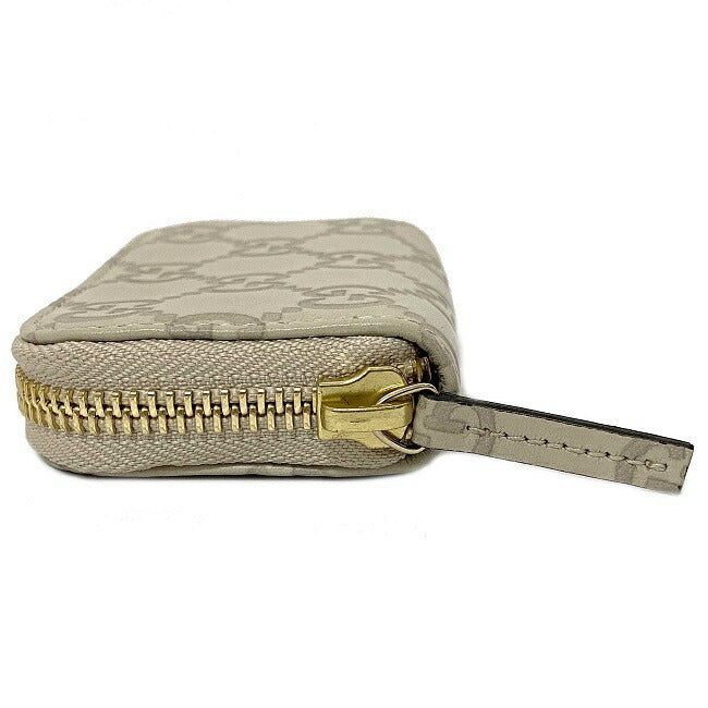 Gucci Coin Case Ivory Beige GG Shima 324801 Purse Leather GUCCI Wallet Round Card Womens Mens