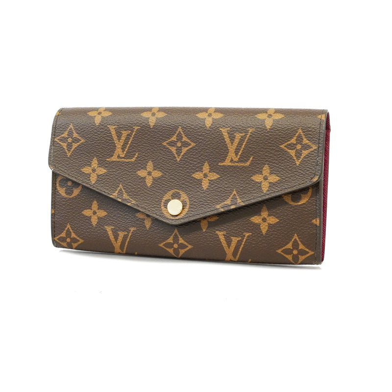 Auth Louis Vuitton Monogram Portefeuille Sara M62234 Womens Long Wallet Fuchsia