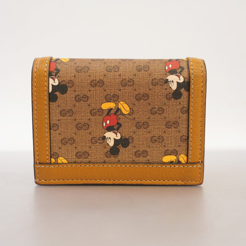 Auth Gucci Disney Collaboration 602534 Womens GG Supreme Wallet (bi-fold) Beige
