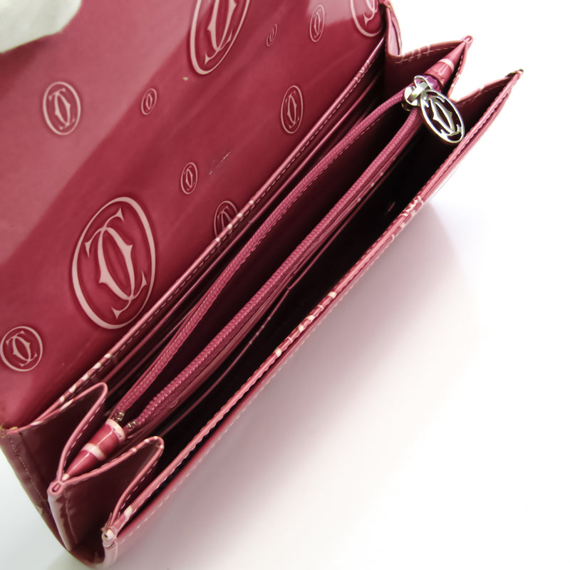 Cartier Happy Birthday L3001282 Womens Enamel Leather Long Wallet (bi-fold) Pink
