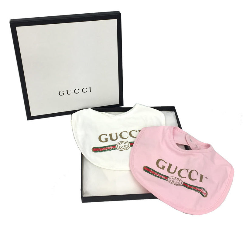 Gucci GUCCI baby sty bib 526565 3K107 9072 2 pieces set white pink 1 piece each