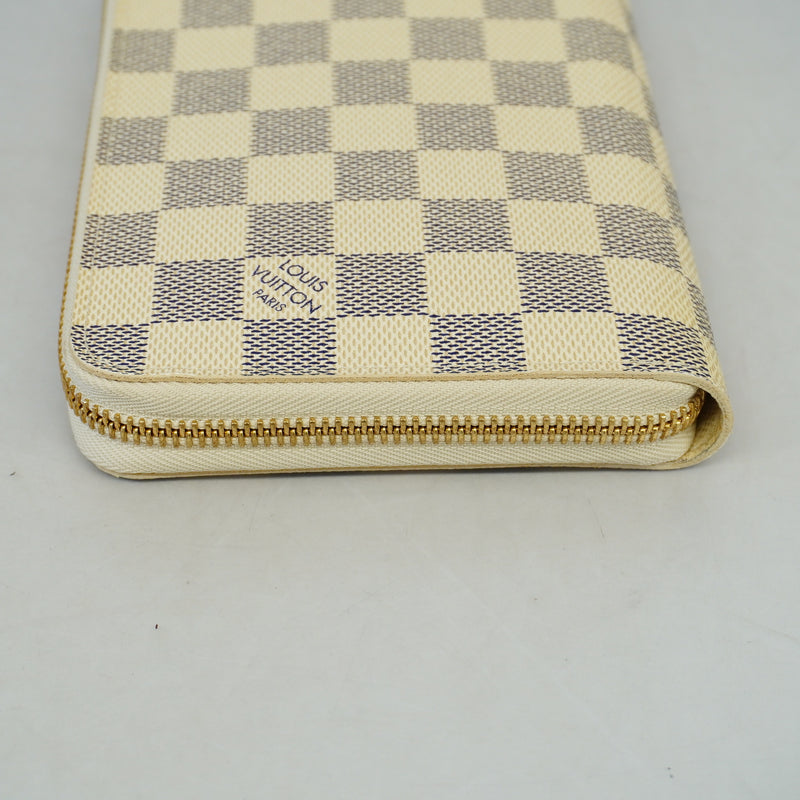 Auth Louis Vuitton Damier Azur Zippy Organizer N60012 Womens Long Wallet