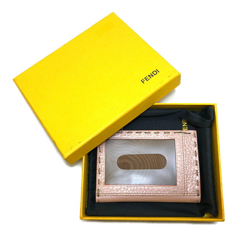 FENDI selleria card case pass leather pink ladies with box 7M0145