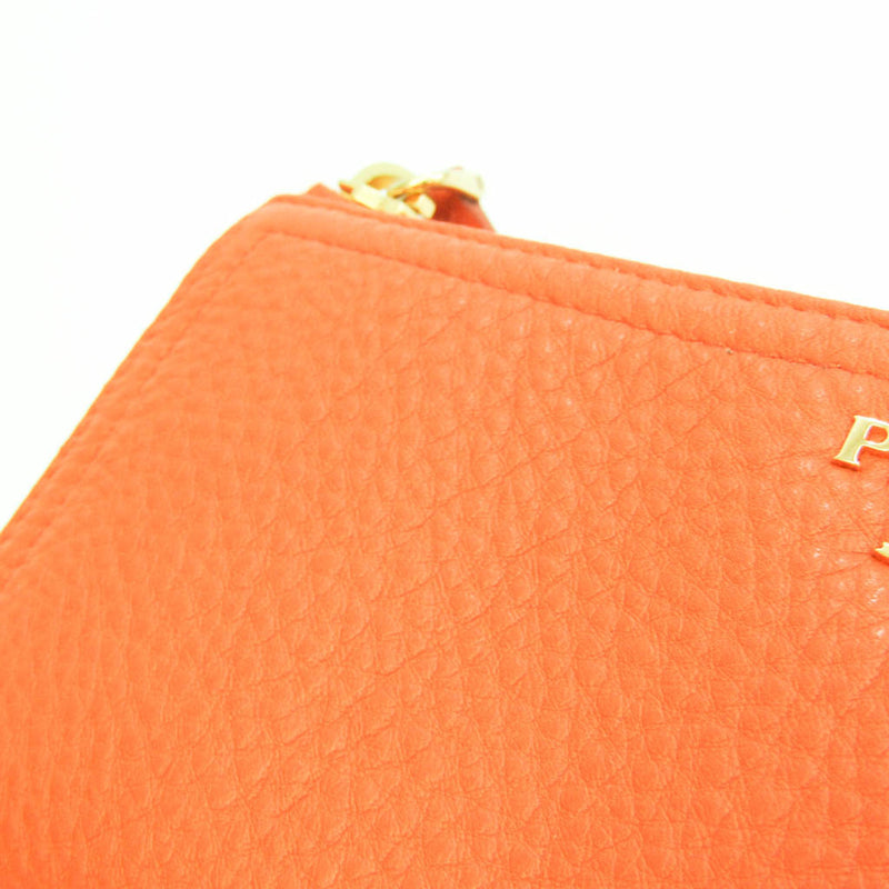 Prada VIT.DAINO PORTAFOGLIO LAMPO 1M1183 Womens Calfskin Long Wallet (bi-fold) Orange