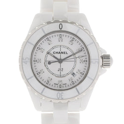 CHANEL J12 33mm 12P diamond H1628 mens white ceramic / SS watch quartz dial