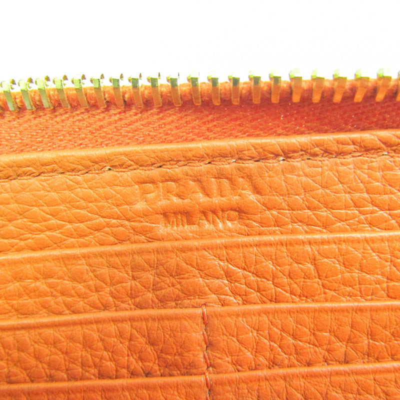Prada VIT.DAINO PORTAFOGLIO LAMPO 1M1183 Womens Calfskin Long Wallet (bi-fold) Orange