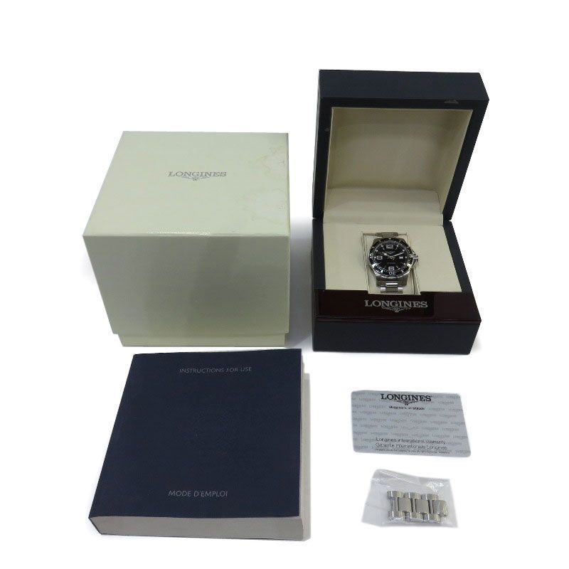 LONGINES Longines HydroConquest Date L3.640.4 Quartz Mens Watch Black Dial