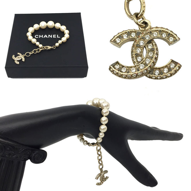 CHANEL 4308 Chanel Coco Mark Pearl Bracelet Champagne Gold A86499 18A