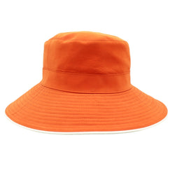 Hermes Lamb Leather Switching Bucket Hat Ladies Orange 58
