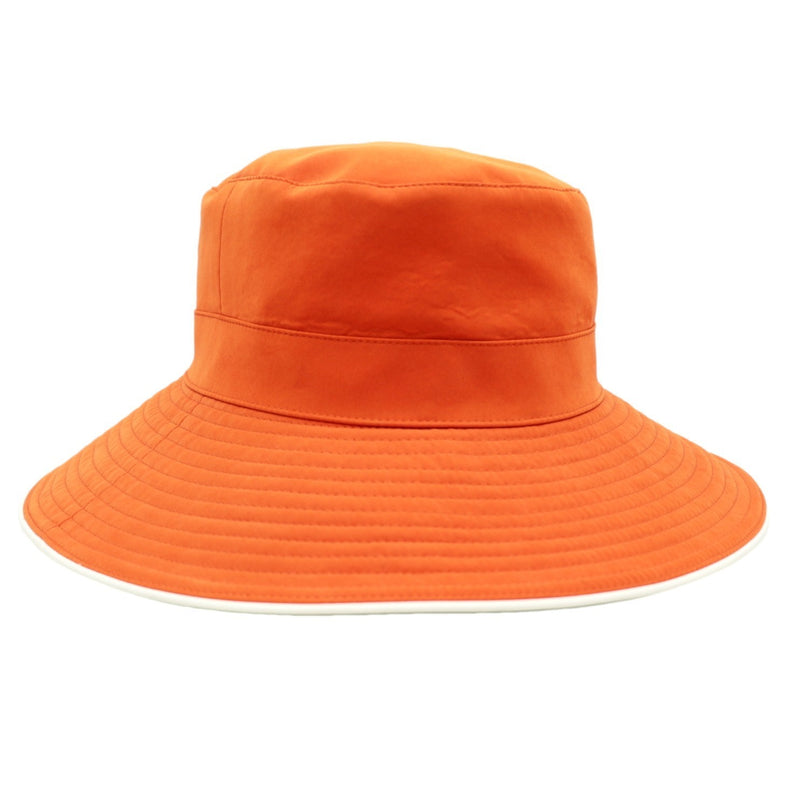 Hermes Lamb Leather Switching Bucket Hat Ladies Orange 58