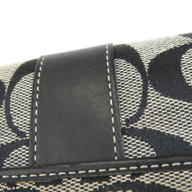 Coach Signature Bi-Fold Wallet Canvas Leather Ladies