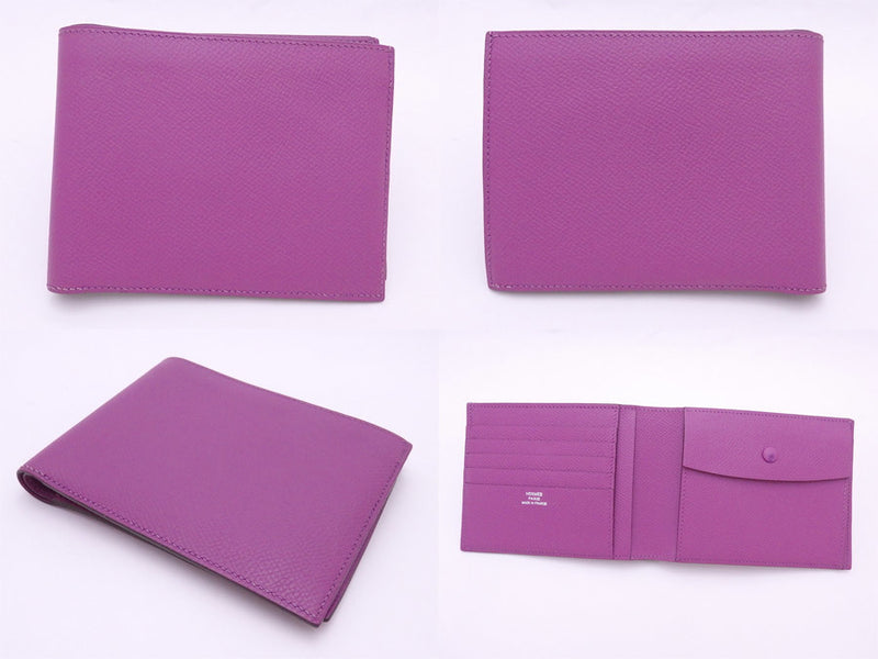 Hermes Bi-Fold Wallet Purple Epsom Leather Men