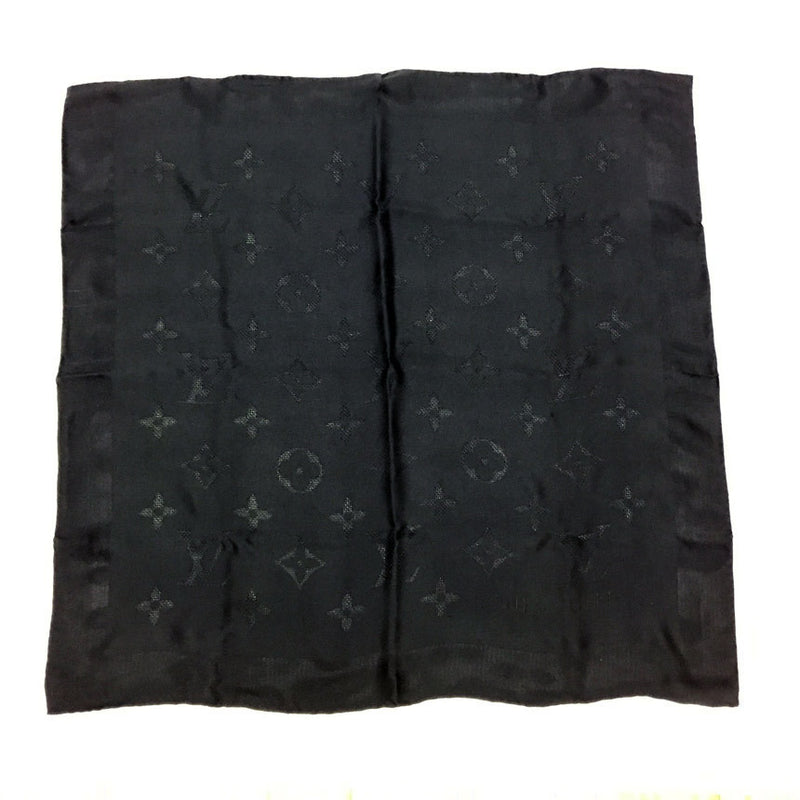 Louis Vuitton Scarf Monogram Black Noir Silk 100% Openwork
