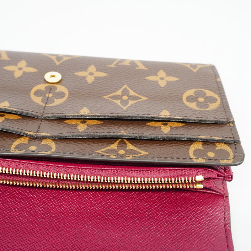 Auth Louis Vuitton Monogram Portefeuille Sara M62234 Womens Long Wallet Fuchsia