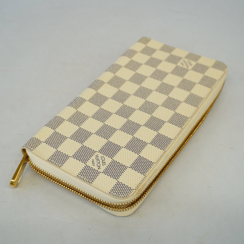 Auth Louis Vuitton Damier Azur Zippy Organizer N60012 Womens Long Wallet