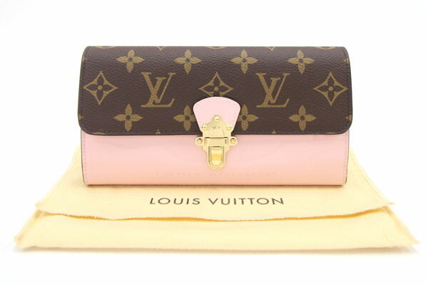 Louis Vuitton Bi-Fold Wallet Monogram Portofeuil Cherrywood M61719 Rose Ballerine Verni Patent Enamel Ladies