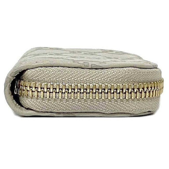 Gucci Coin Case Ivory Beige GG Shima 324801 Purse Leather GUCCI Wallet Round Card Womens Mens