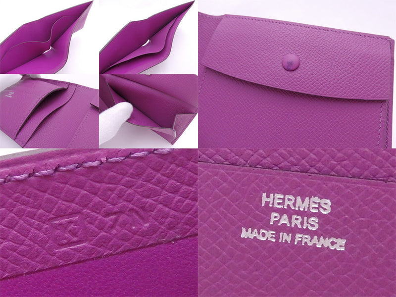 Hermes Bi-Fold Wallet Purple Epsom Leather Men