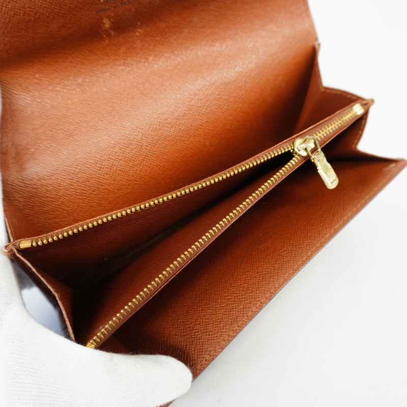 Auth Louis Vuitton Monogram Portomone Credit M61725 Womens Long Wallet (bi-fol