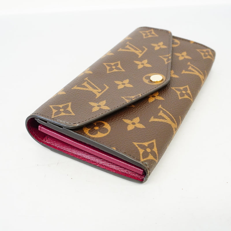 Auth Louis Vuitton Monogram Portefeuille Sara M62234 Womens Long Wallet Fuchsia