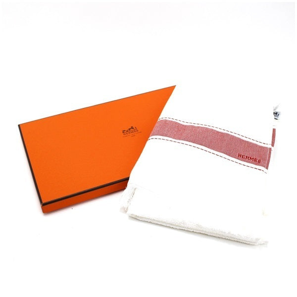 Hermes Bath Towel Beach White Cotton x Rayon 146cm 42cm HERMES
