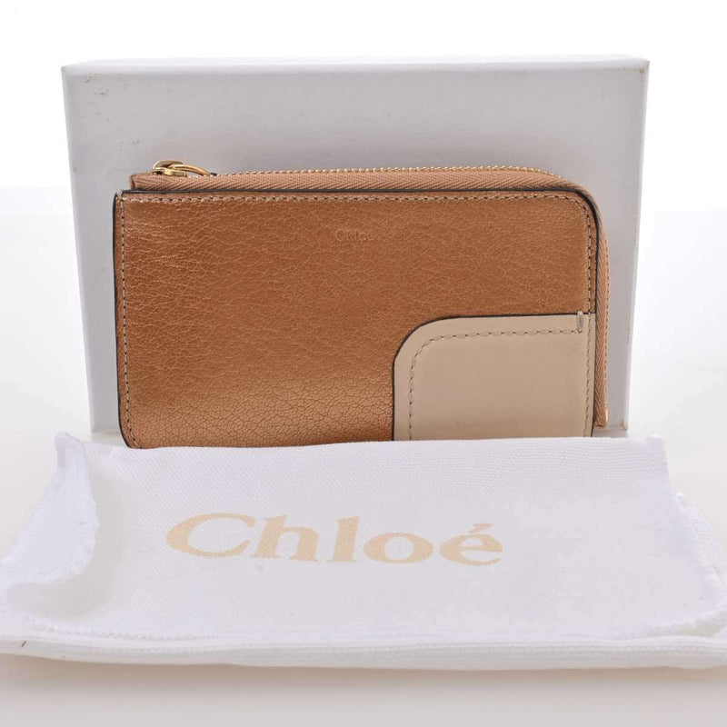 Chlo Leather Card Case Gold