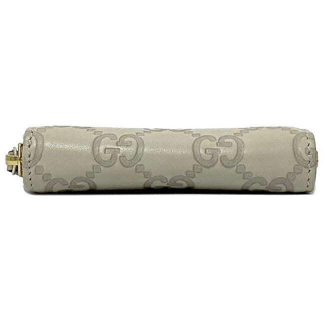 Gucci Coin Case Ivory Beige GG Shima 324801 Purse Leather GUCCI Wallet Round Card Womens Mens