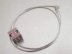 Hermes HERMES Necklace H Cube Cage Dash Silver Light Pink Enamel Pendant Ladies