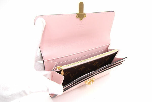 Louis Vuitton Bi-Fold Wallet Monogram Portofeuil Cherrywood M61719 Rose Ballerine Verni Patent Enamel Ladies