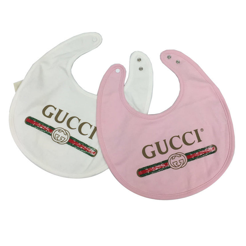 Gucci GUCCI baby sty bib 526565 3K107 9072 2 pieces set white pink 1 piece each