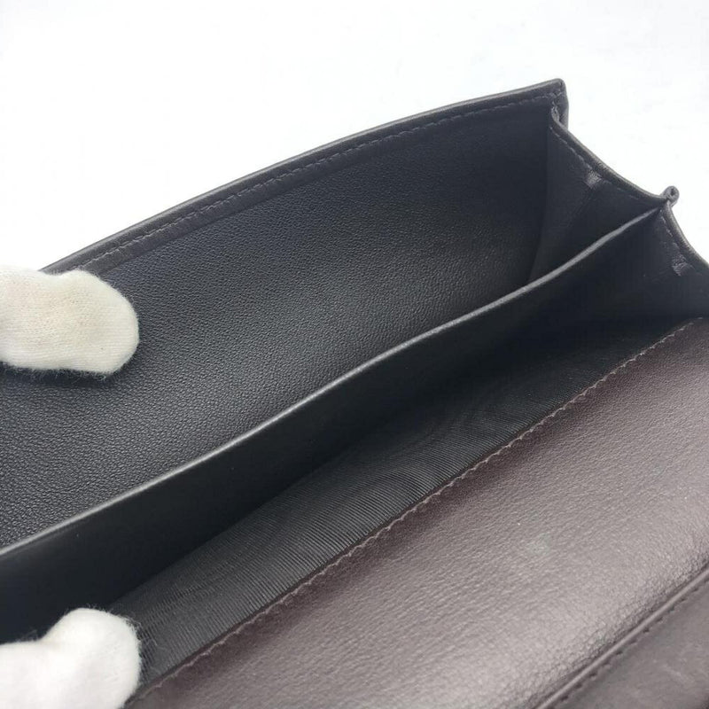 GUCCI 112715 Shima leather W hook brown long wallet Gucci