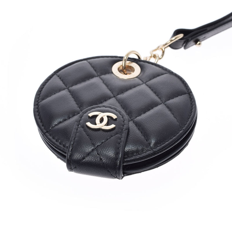 CHANEL Chanel Matrasse Name Tag Bag Charm Black Unisex Lambskin Keychain