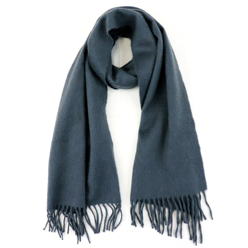 Hermes embroidery cashmere scarf blue stole