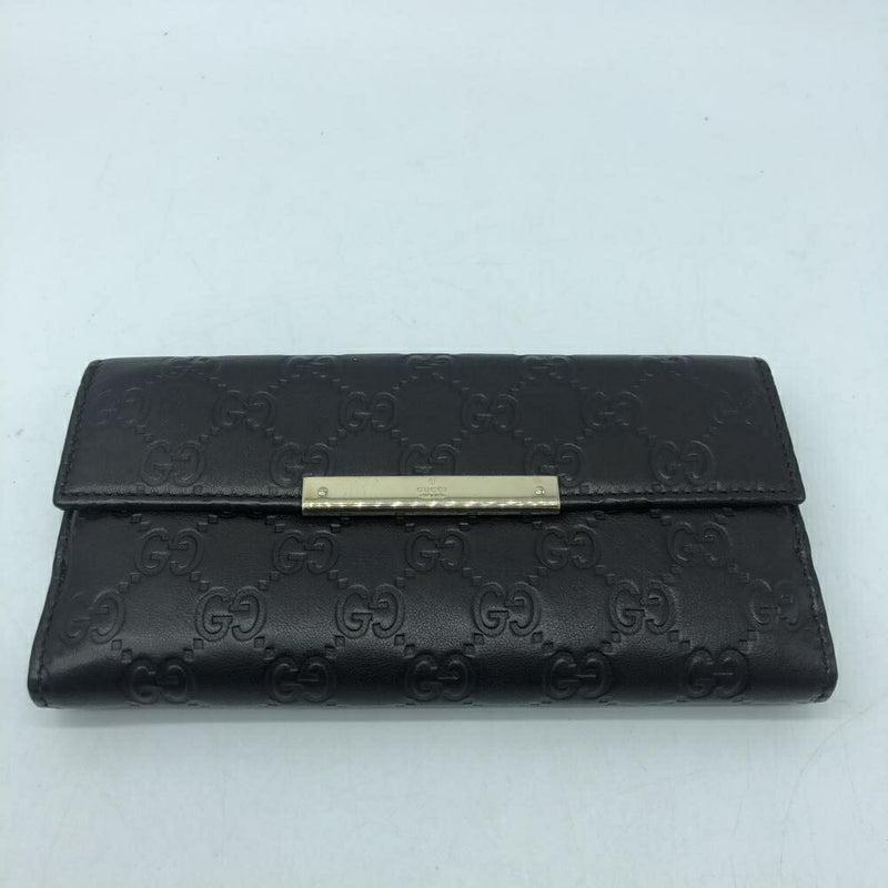GUCCI 112715 Shima leather W hook brown long wallet Gucci