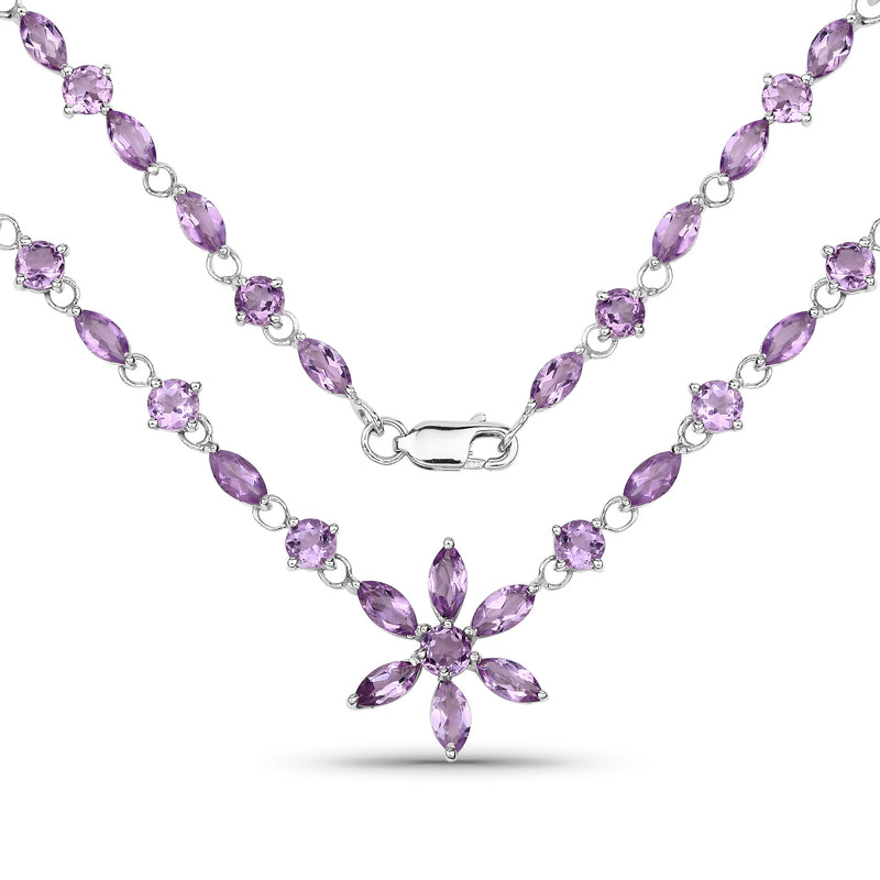 14.74 Carat Genuine Amethyst .925 Sterling Silver Necklace