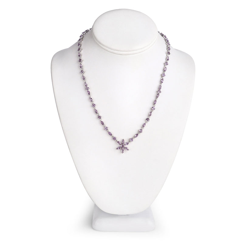 14.74 Carat Genuine Amethyst .925 Sterling Silver Necklace
