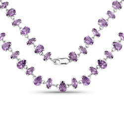 23.63 Carat Genuine Amethyst .925 Sterling Silver Necklace