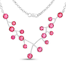 7.92 Carat Genuine Pink Topaz .925 Sterling Silver Necklace