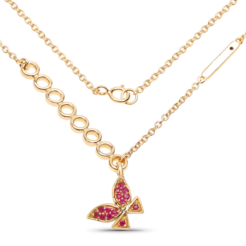 18K Yellow Gold Plated 0.30 Carat Genuine Ruby .925 Sterling Silver Necklace