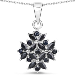 1.98 Carat Genuine Black Sapphire .925 Sterling Silver Pendant