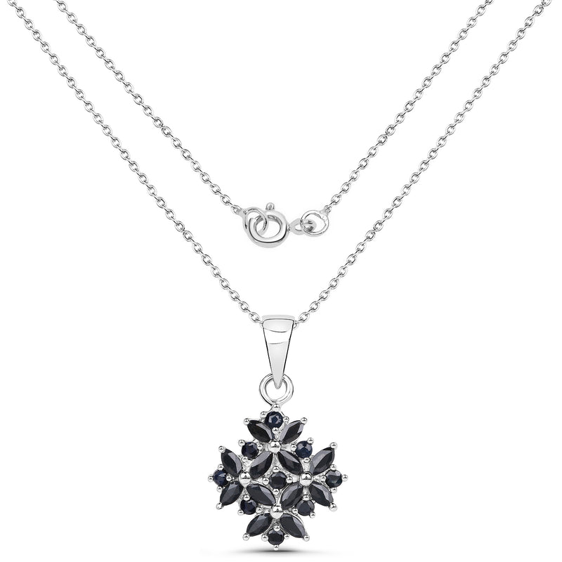 1.98 Carat Genuine Black Sapphire .925 Sterling Silver Pendant
