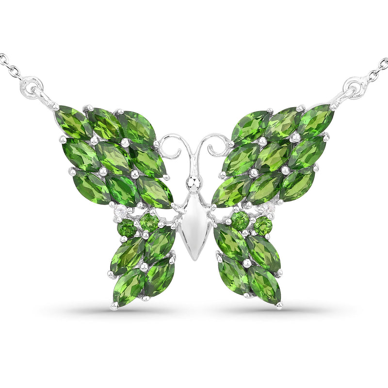 4.88 Carat Genuine Chrome Diopside and White Topaz .925 Sterling Silver Pendant
