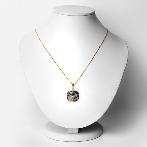 14K Yellow Gold Plated 1.04 Carat Genuine Multi Diamond .925 Sterling Silver Pendant