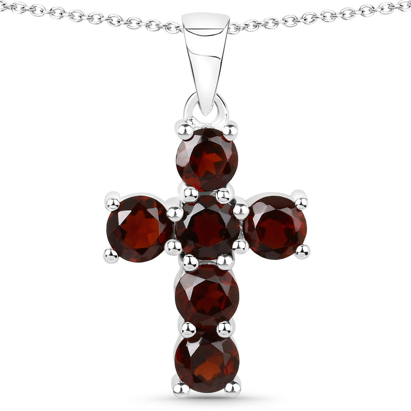 1.80 Carat Genuine Garnet .925 Sterling Silver Pendant