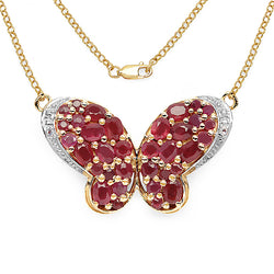 14K Yellow Gold Plated 4.59 Carat Genuine Ruby & White Topaz .925 Sterling Silver Pendant
