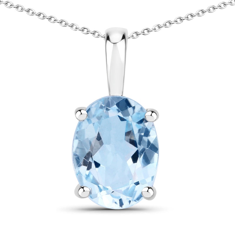 2.00 Carat Genuine Blue Topaz .925 Sterling Silver Pendant