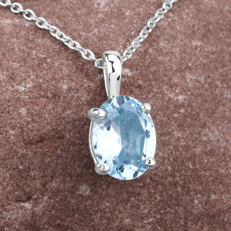 2.00 Carat Genuine Blue Topaz .925 Sterling Silver Pendant