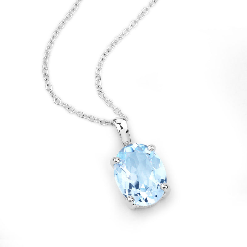 2.00 Carat Genuine Blue Topaz .925 Sterling Silver Pendant