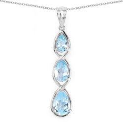4.20 Carat Genuine Blue Topaz .925 Sterling Silver Pendant